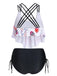 1950s Spaghetti Strap Feather Tankini Set - vintage fashion, retro style