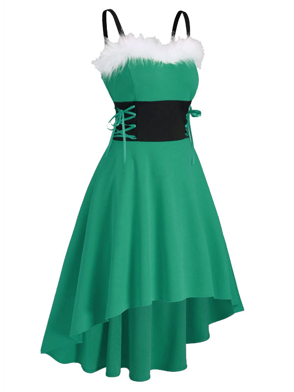 1950s Strap Furry Lace Up Dress — vintage elegance for the modern woman