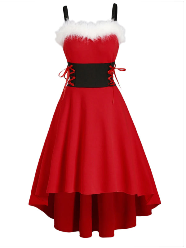 1950s Strap Furry Lace Up Dress — vintage elegance for the modern woman