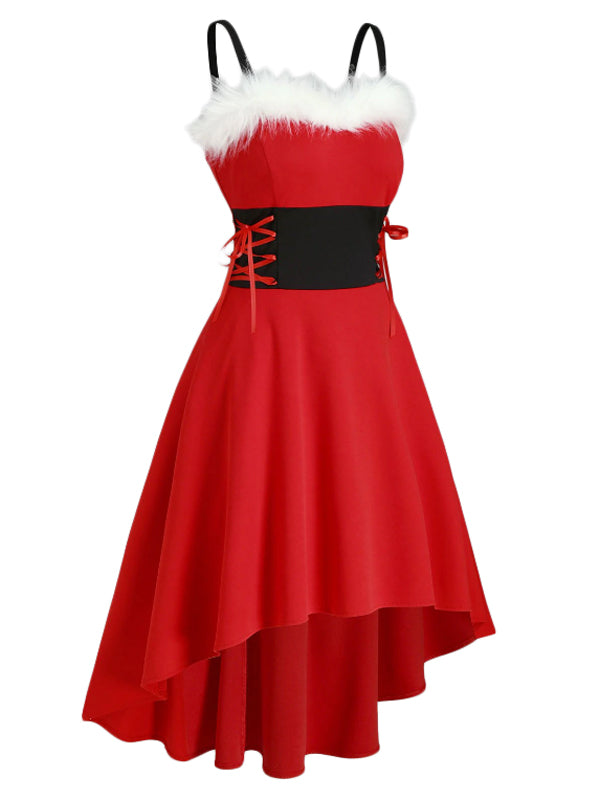 1950s Strap Furry Lace Up Dress — vintage elegance for the modern woman