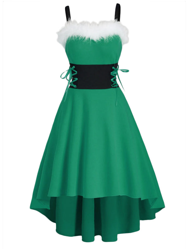 1950s Strap Furry Lace Up Dress — vintage elegance for the modern woman