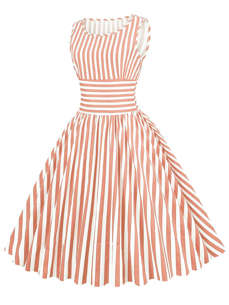 1950s Stripe Crew Neck Swing Dress: timeless style reimagined