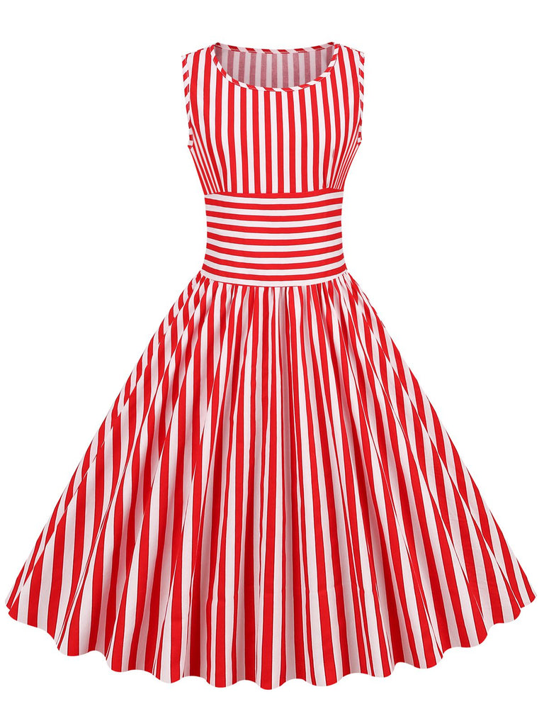 1950s Stripe Crew Neck Swing Dress, vintage dress, retro fashion, rockabilly, pin-up fashion - perfect for women who love vintage and retro fashion