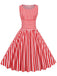 1950s Stripe Crew Neck Swing Dress, vintage dress, retro fashion, rockabilly, pin-up fashion - perfect for women who love vintage and retro fashion