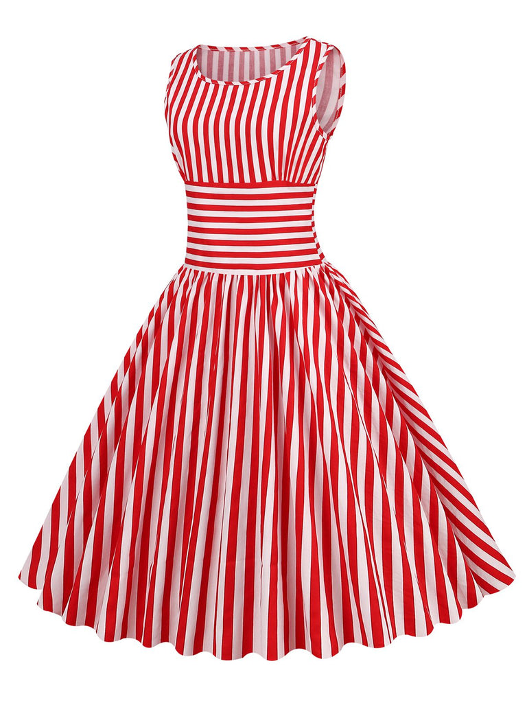 1950s Stripe Crew Neck Swing Dress, vintage dress, retro fashion, rockabilly, pin-up fashion - perfect for women who love vintage and retro fashion