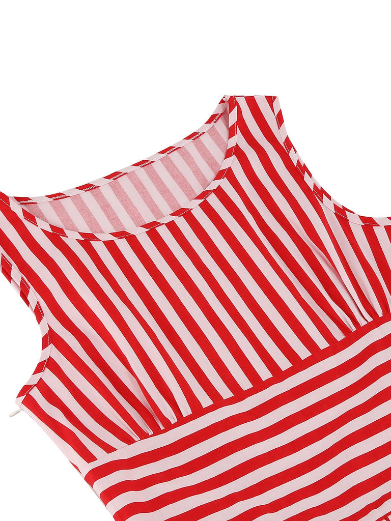 1950s Stripe Crew Neck Swing Dress, vintage dress, retro fashion, rockabilly, pin-up fashion - perfect for women who love vintage and retro fashion