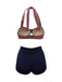 1950s Stripe Patchwork Bow Halter Bikini, classic 1950s style summer beach collection - Image 3