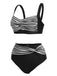 1950s Stripe Twisted Patchwork Strap Swimsuit — vintage elegance for the modern woman