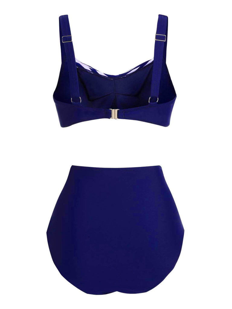 1950s Stripe Twisted Patchwork Strap Swimsuit: timeless style reimagined