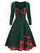 1950s Sweetheart Plaid Patchwork Dress, classic 1950s style elegant retro fashion - Image 17