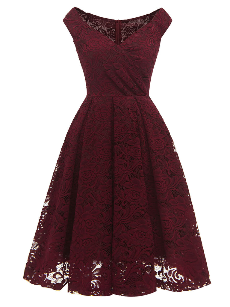 1950s V-Neck Floral Lace Dress — vintage elegance for the modern woman