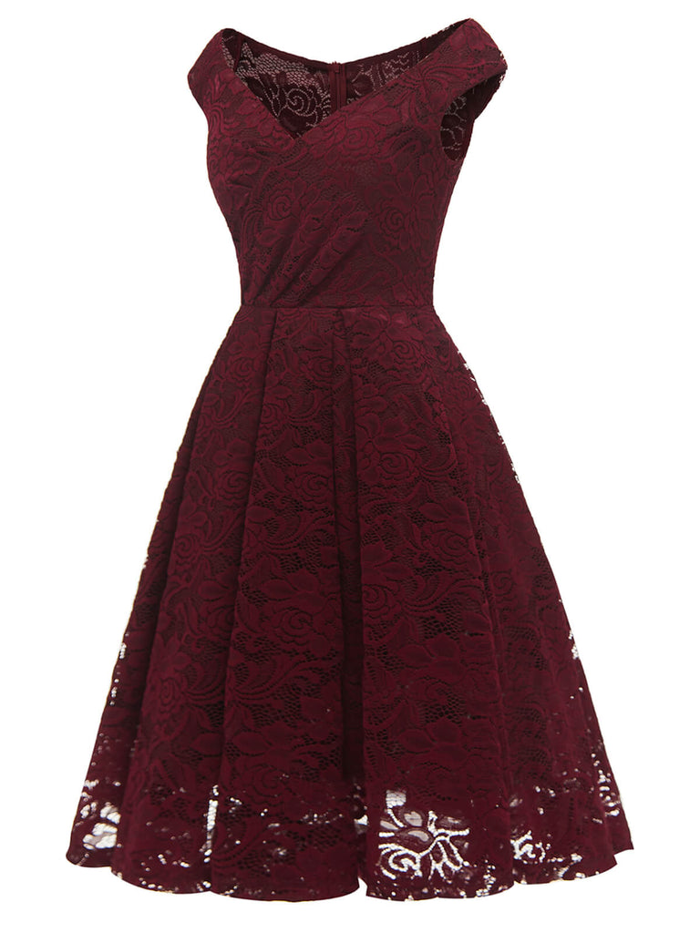 1950s V-Neck Floral Lace Dress: timeless style reimagined