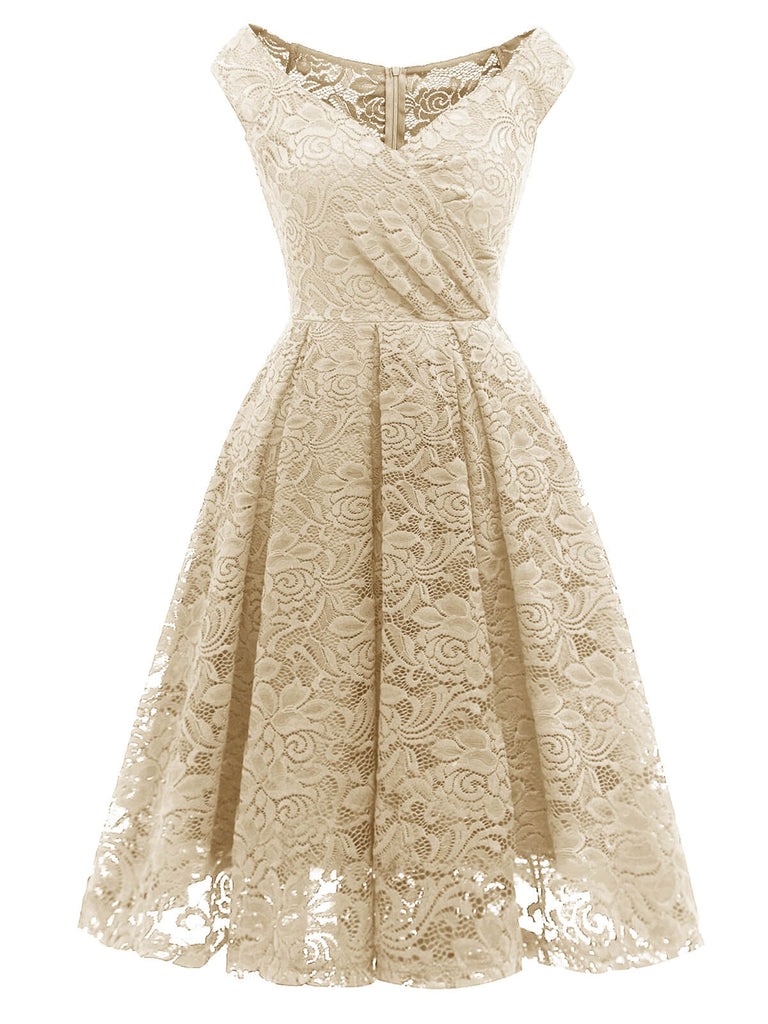 1950s V-Neck Floral Lace Dress: timeless style reimagined