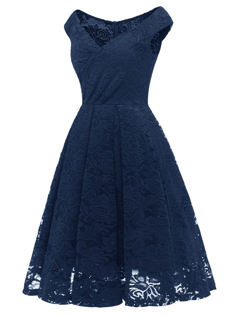 1950s V-Neck Floral Lace Dress: timeless style reimagined