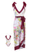 1950s V-Neck Flowers Lacing Swimsuit & Cover Up - vintage swimsuit, pin-up style