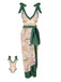 1950s V-Neck Flowers Lacing Swimsuit & Cover Up - vintage swimsuit, pin-up style