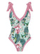 1950s V-Neck Flowers Lacing Swimsuit & Cover Up - vintage swimsuit, pin-up style