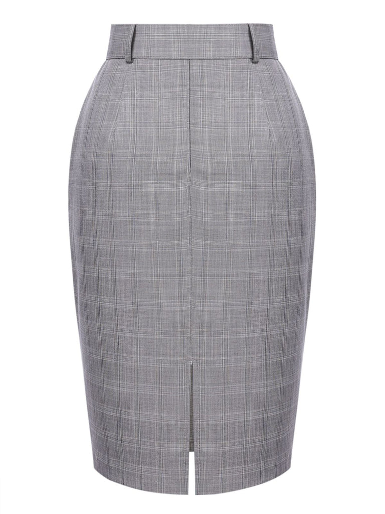 1960s Ivory Solid Blouse & Gray Retro Skirt: timeless style reimagined