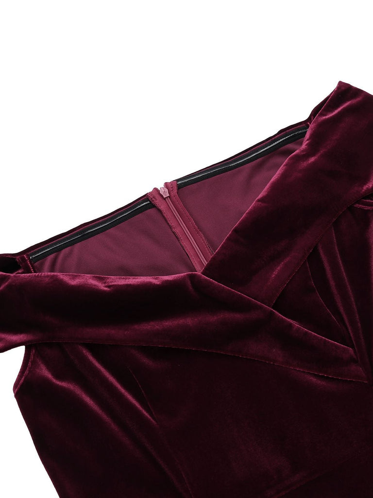 1960s Off Shoulder Velvet Bodycon Dress: timeless style reimagined