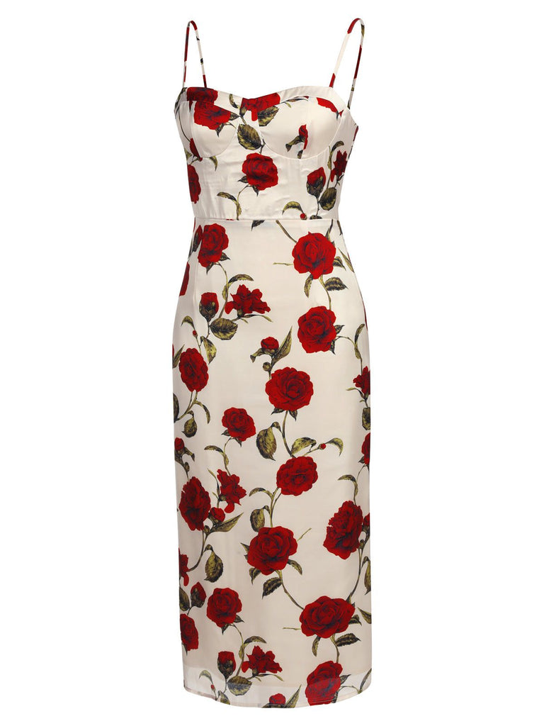 1960s Rose Suspender Pencil Dress — vintage elegance for the modern woman