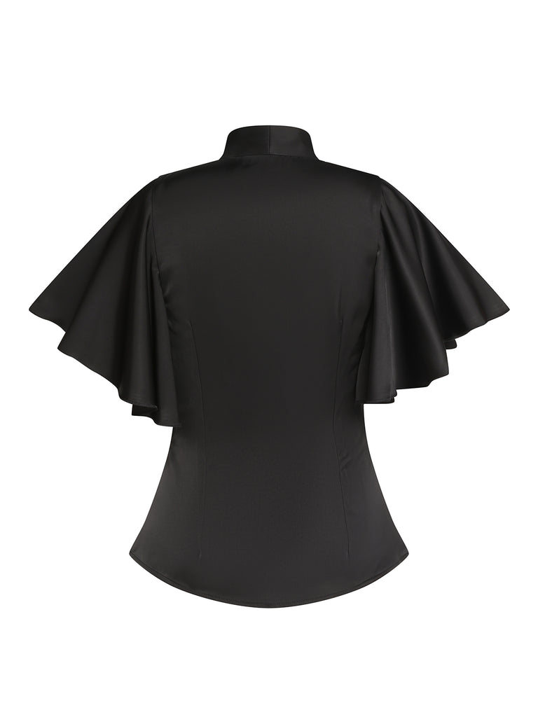 2PCS 1950s Black Solid Blouse & Suspender Skirt — vintage elegance for the modern woman