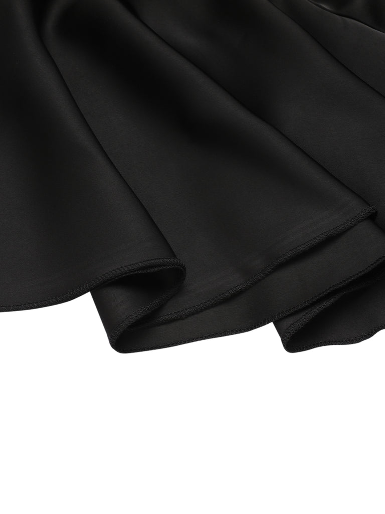 2PCS 1950s Black Solid Blouse & Suspender Skirt: timeless style reimagined