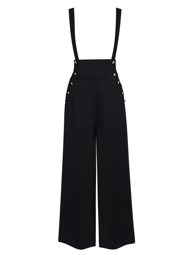 2PCS 1950s Candy Tie-Up Blouse & Black Suspender Pants — vintage elegance for the modern woman