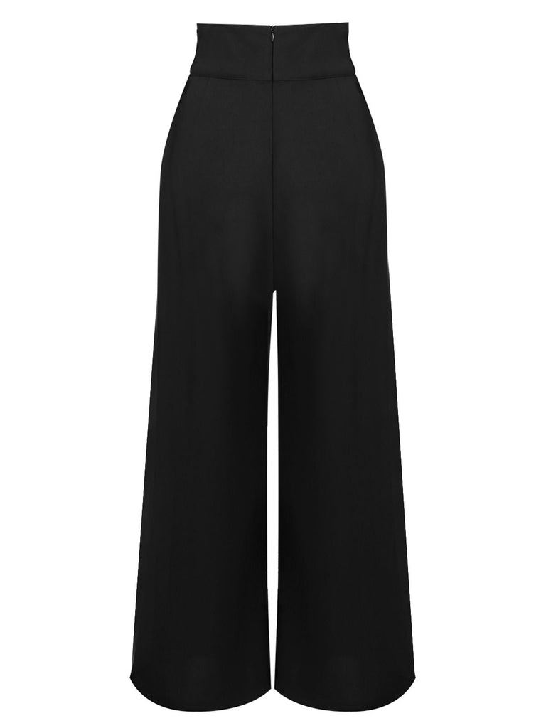 2PCS 1950s Candy Tie-Up Blouse & Black Suspender Pants: timeless style reimagined