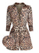 2PCS 1950s Leopard Lapel Romper & Khaki Skirt — vintage elegance for the modern woman