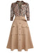 2PCS 1950s Leopard Lapel Romper & Khaki Skirt — vintage elegance for the modern woman