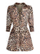 2PCS 1950s Leopard Lapel Romper & Khaki Skirt: timeless style reimagined
