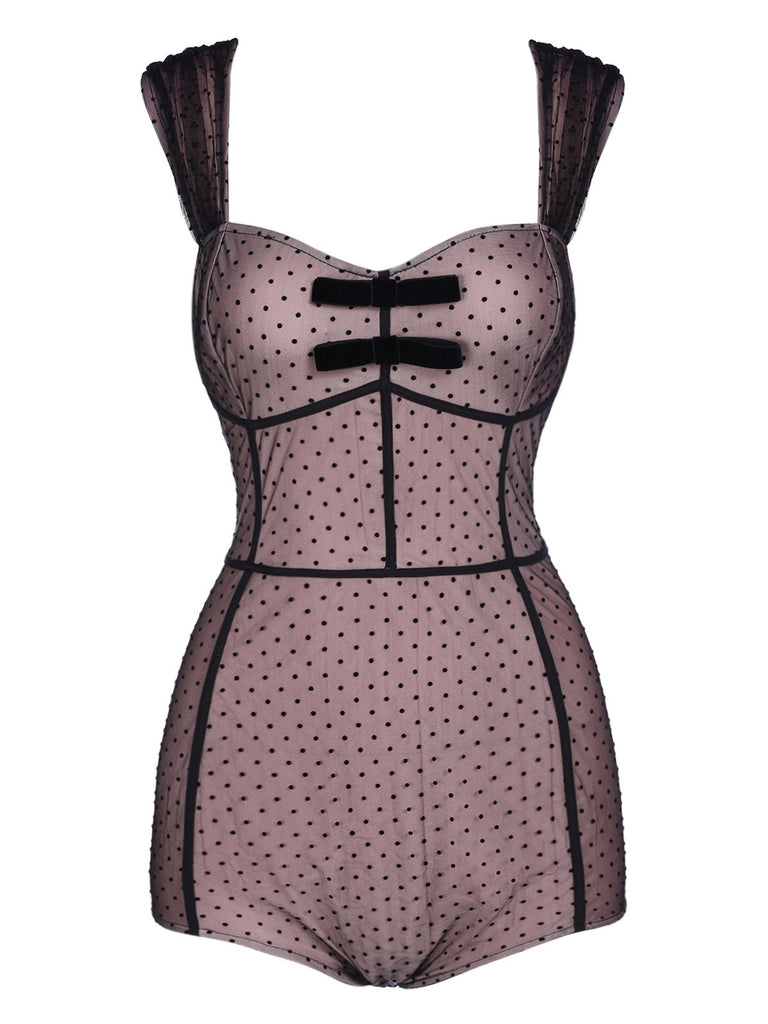 2PCS 1950s Polka Dot Bowknot Lace Strap Dress, classic vintage style elegant retro fashion - Image 3