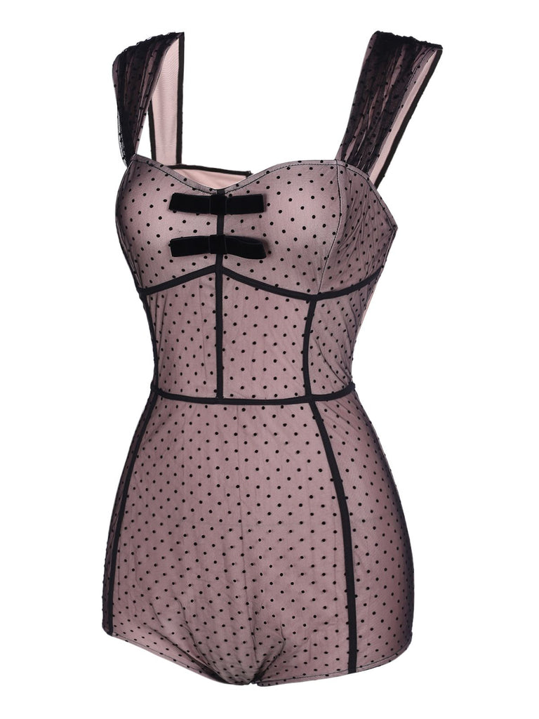 2PCS 1950s Polka Dot Bowknot Lace Strap Dress, classic vintage style elegant retro fashion - Image 4