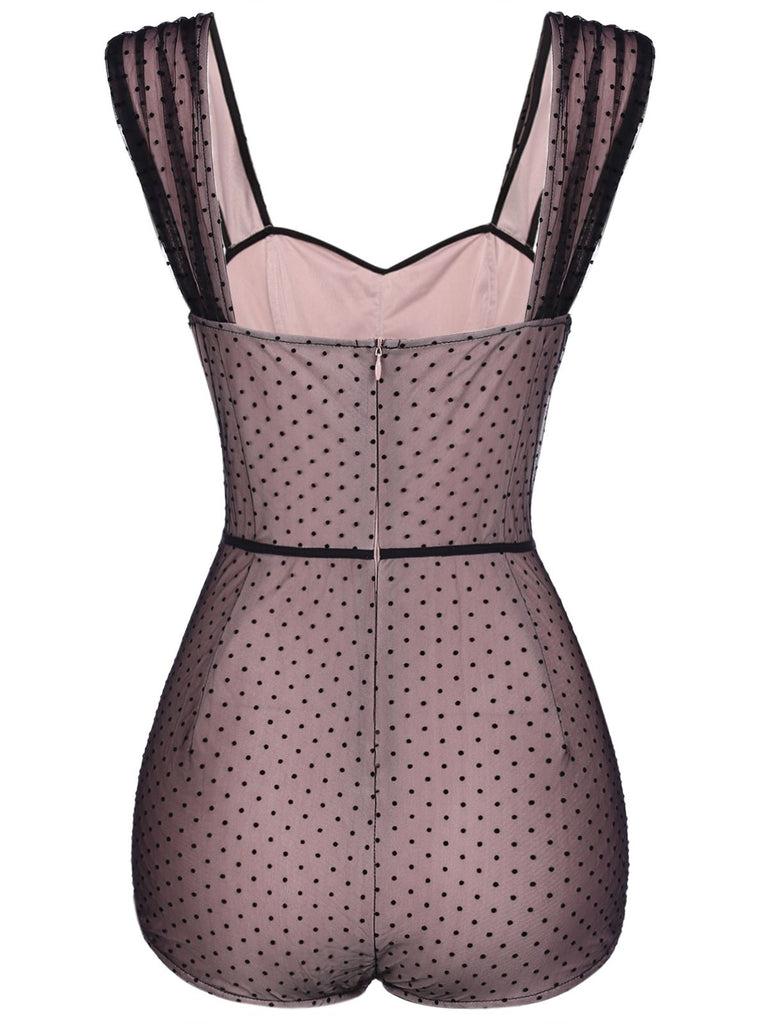 2PCS 1950s Polka Dot Bowknot Lace Strap Dress, classic vintage style elegant retro fashion - Image 5