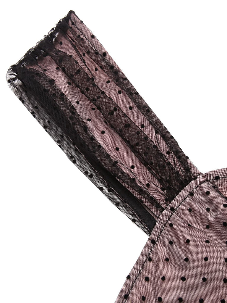 2PCS 1950s Polka Dot Bowknot Lace Strap Dress, classic vintage style elegant retro fashion - Image 7