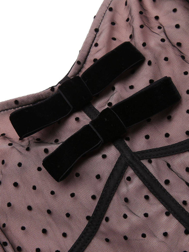 2PCS 1950s Polka Dot Bowknot Lace Strap Dress, classic vintage style elegant retro fashion - Image 8