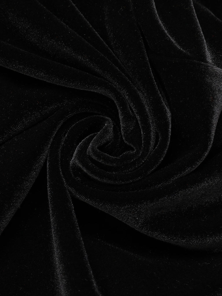 2PCS Black 1960s Solid Dress & Plush Cape — vintage elegance for the modern woman