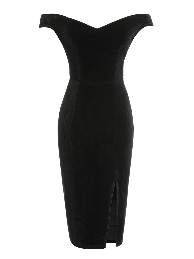 2PCS Black 1960s Solid Dress & Plush Cape, vintage dress, retro fashion - perfect for women who love vintage and retro fashion
