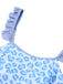 2PCS Blue 1940s Leopard Patchwork Swimsuit, vintage swimsuit, pin-up swimwear - perfect for women who love vintage and retro fashion