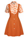 2PCS Orange 1960s Floral Shirt & Skirt, vintage skirt, retro style - perfect for women who love vintage and retro fashion