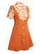 2PCS Orange 1960s Floral Shirt & Skirt, vintage skirt, retro style - perfect for women who love vintage and retro fashion