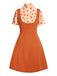 2PCS Orange 1960s Floral Shirt & Skirt, vintage skirt, retro style - perfect for women who love vintage and retro fashion