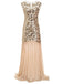 Apricot 1920s Sequin Maxi Flapper Dress, classic 1920s style elegant retro fashion - Image 2