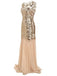 Apricot 1920s Sequin Maxi Flapper Dress, classic 1920s style elegant retro fashion - Image 3