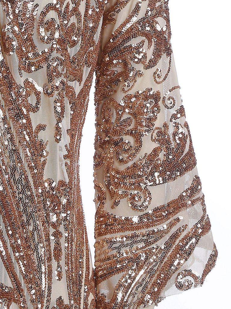 Apricot 1920s Sequined Maxi Cover-ups Dress: timeless style reimagined