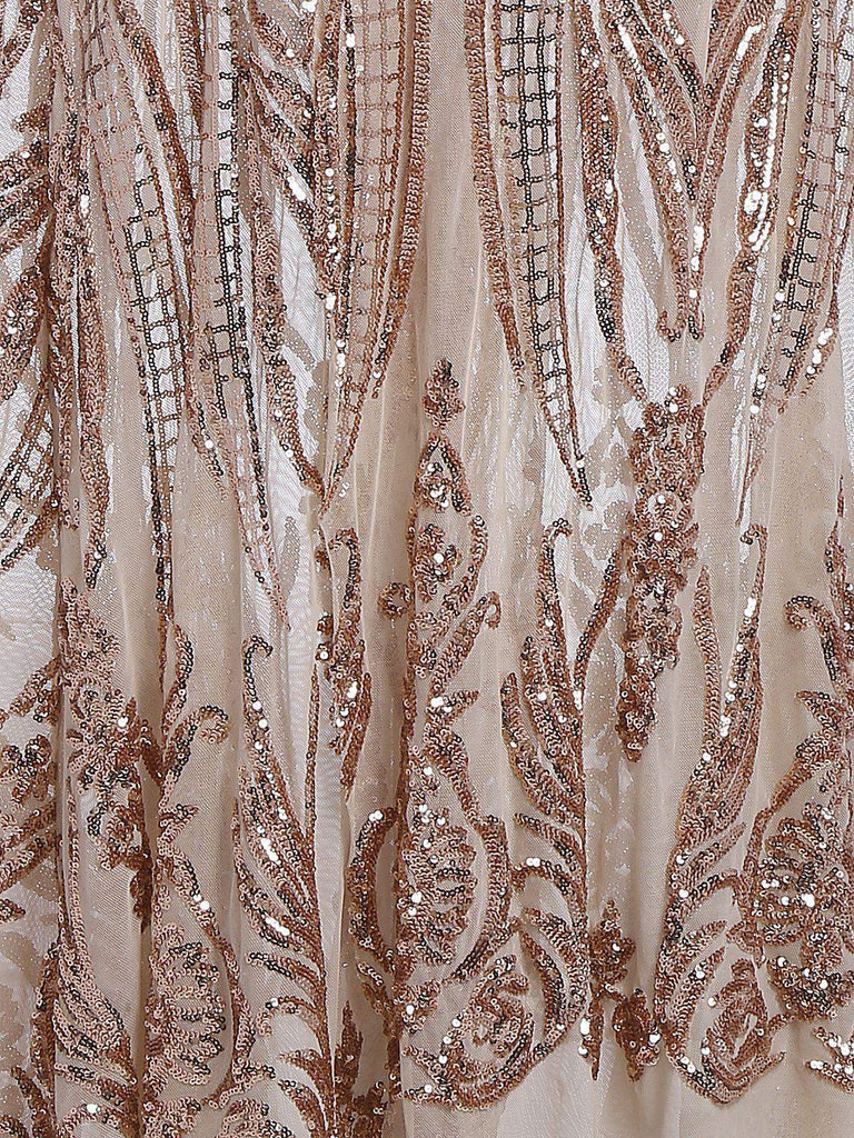 Apricot 1920s Sequined Maxi Cover-ups Dress — vintage elegance for the modern woman