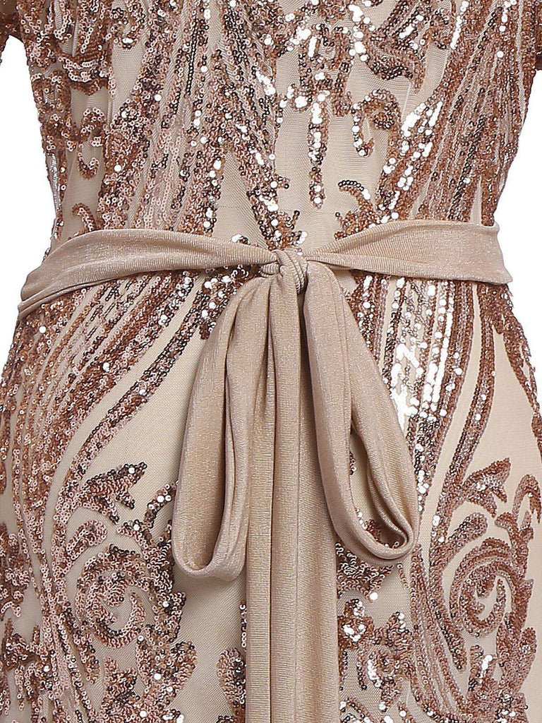 Apricot 1920s Sequined Maxi Cover-ups Dress: timeless style reimagined