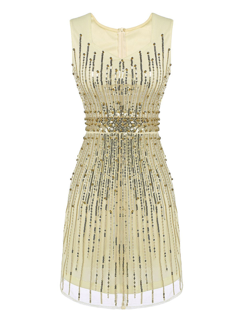Beige 1920s Sequined Embellished Dress — vintage elegance for the modern woman