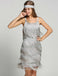 Belted Gray 1920s Fringe Gatsby Dress-US Warehouse - vintage dress, retro fashion, Gatsby party