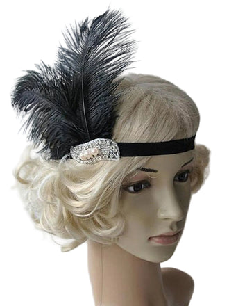 Black 1920s Feather Flapper Headband: timeless style reimagined